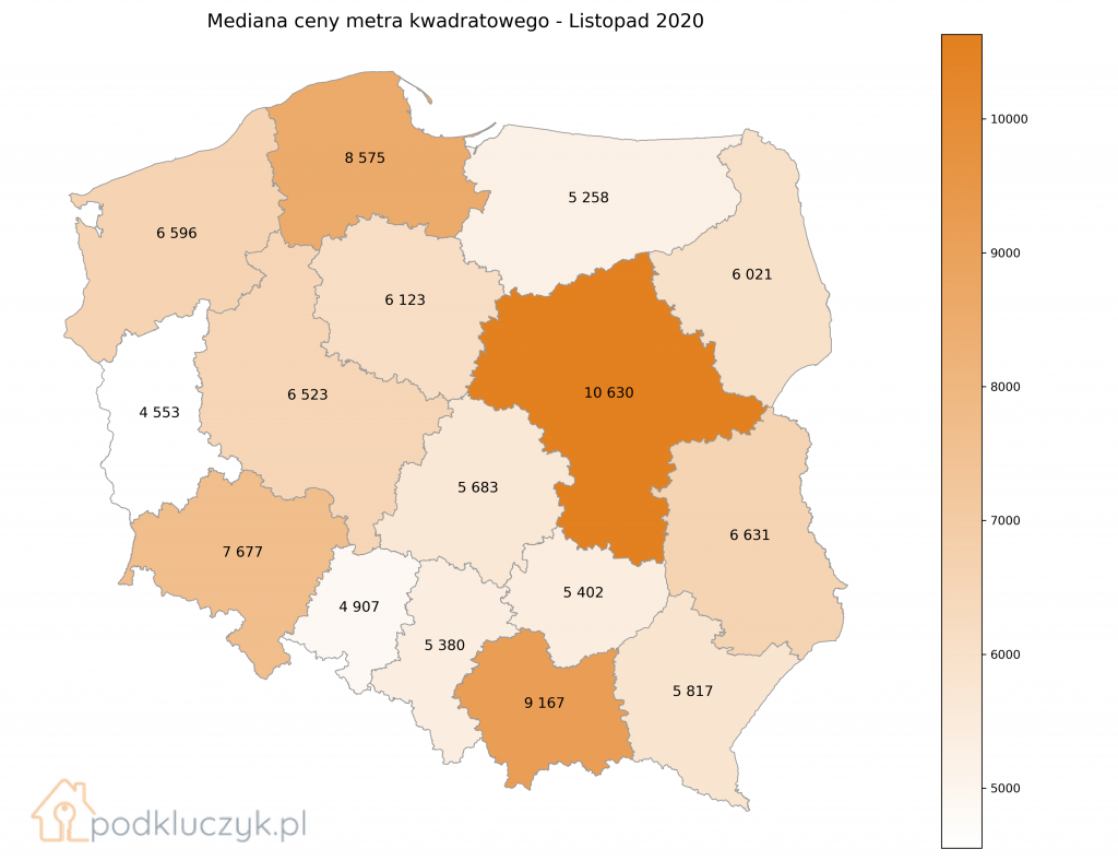 Korekta na rynku nieruchomości - mapa województw