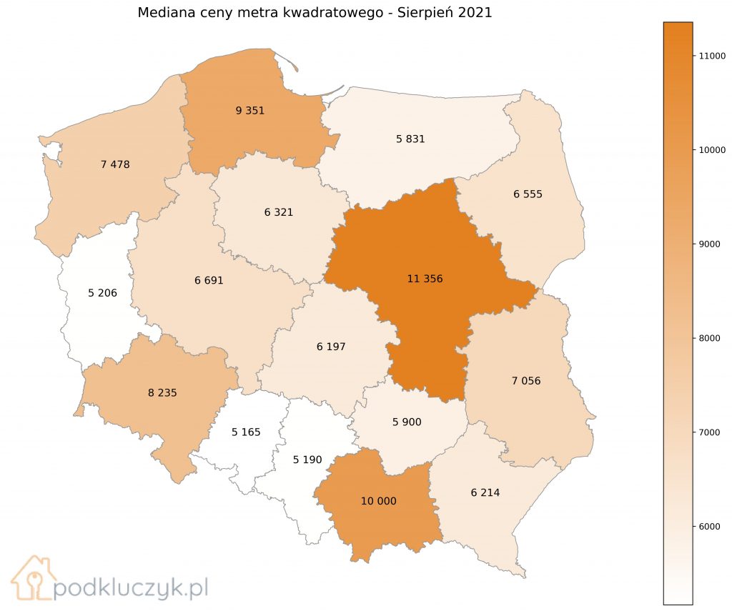 rynek nieruchomości - ceny mieszkań w województwach