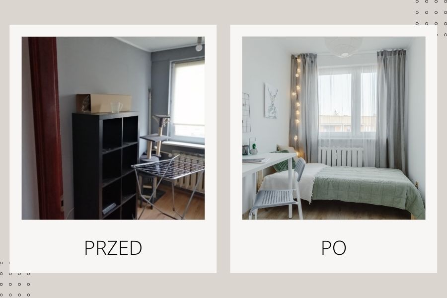 Home Staging w sypialni dziecka, efekt przed i po; jak podnieść wartość mieszkania