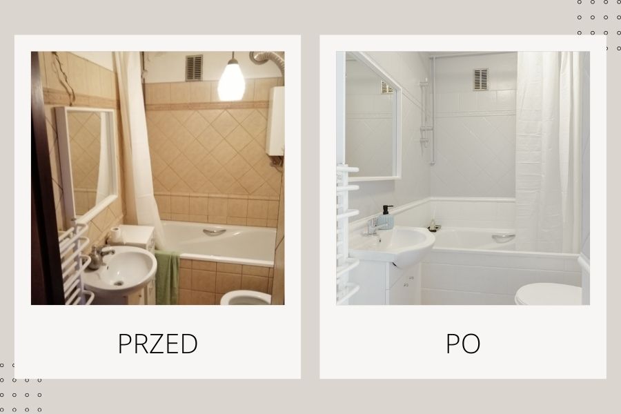 metamorfoza w łazience, efekt przed i po; jak podnieść wartość mieszkania