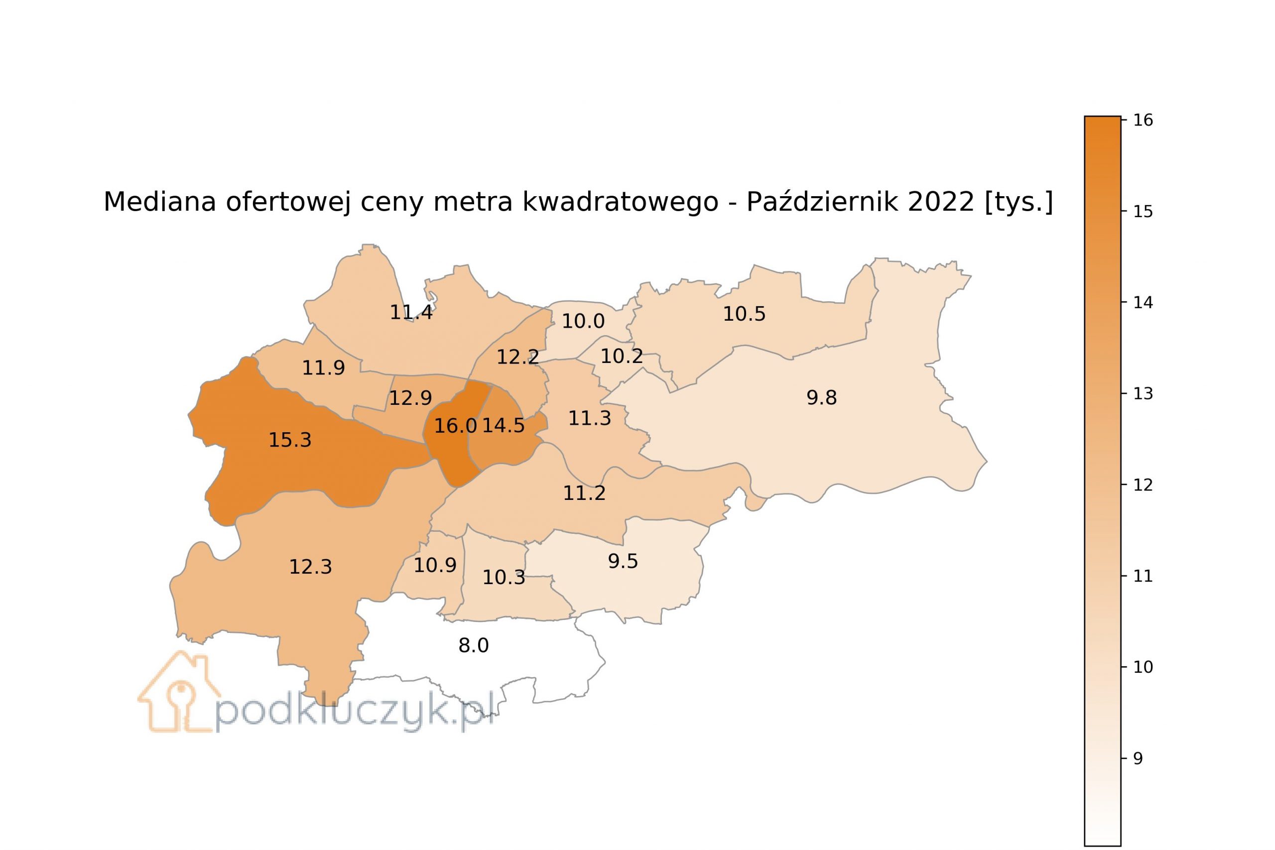 Kraków ceny mieszkań wg dzielnic mapa